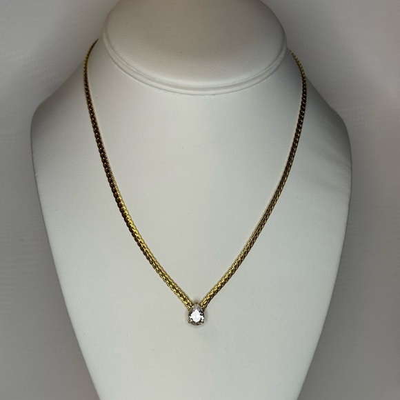 Elegant Gold Cubic Zirconia Necklace Wedding - Picture 3 of 4